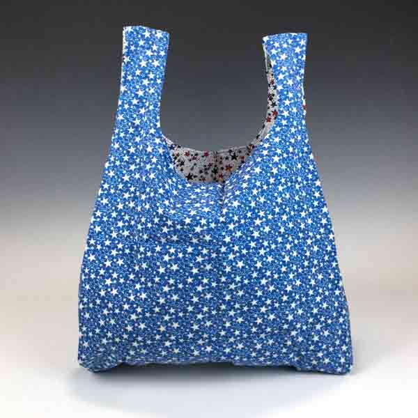 Eco Friendly FoldUp Market Bag-Red White Blue Star - Image 3